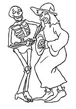 Sorceress And Skeleton Laugh Coloring Pages