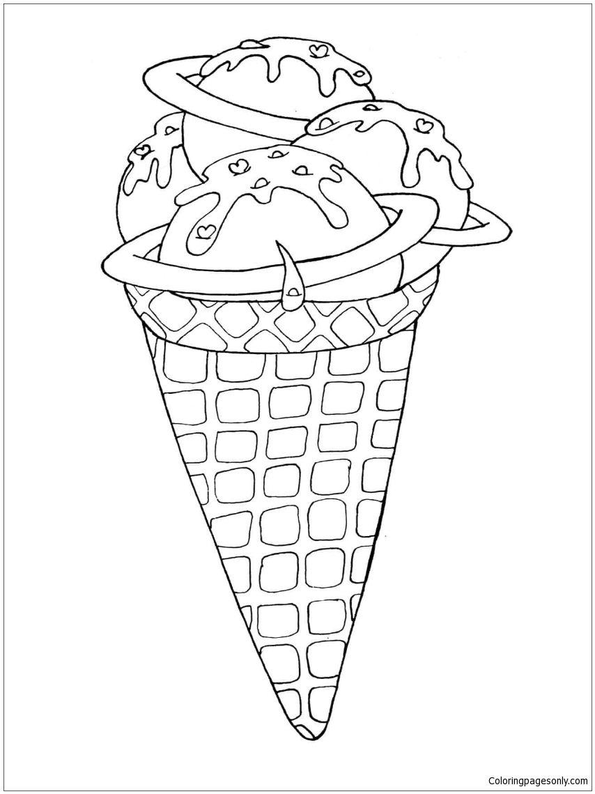 Space Ice Cream Coloring Page