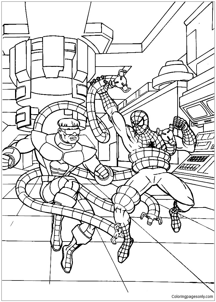 Spider Man Fighting Coloring Pages