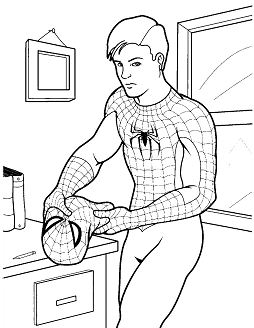 Spiderman unmask at home Coloring Page
