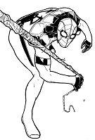 Dibujo de Spiderman tira de la tela de araña para colorear