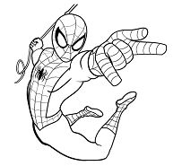 Dibujo de Spiderman recibe un puñetazo para colorear