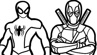 Dibujo de Spiderman y Deadpool para colorear