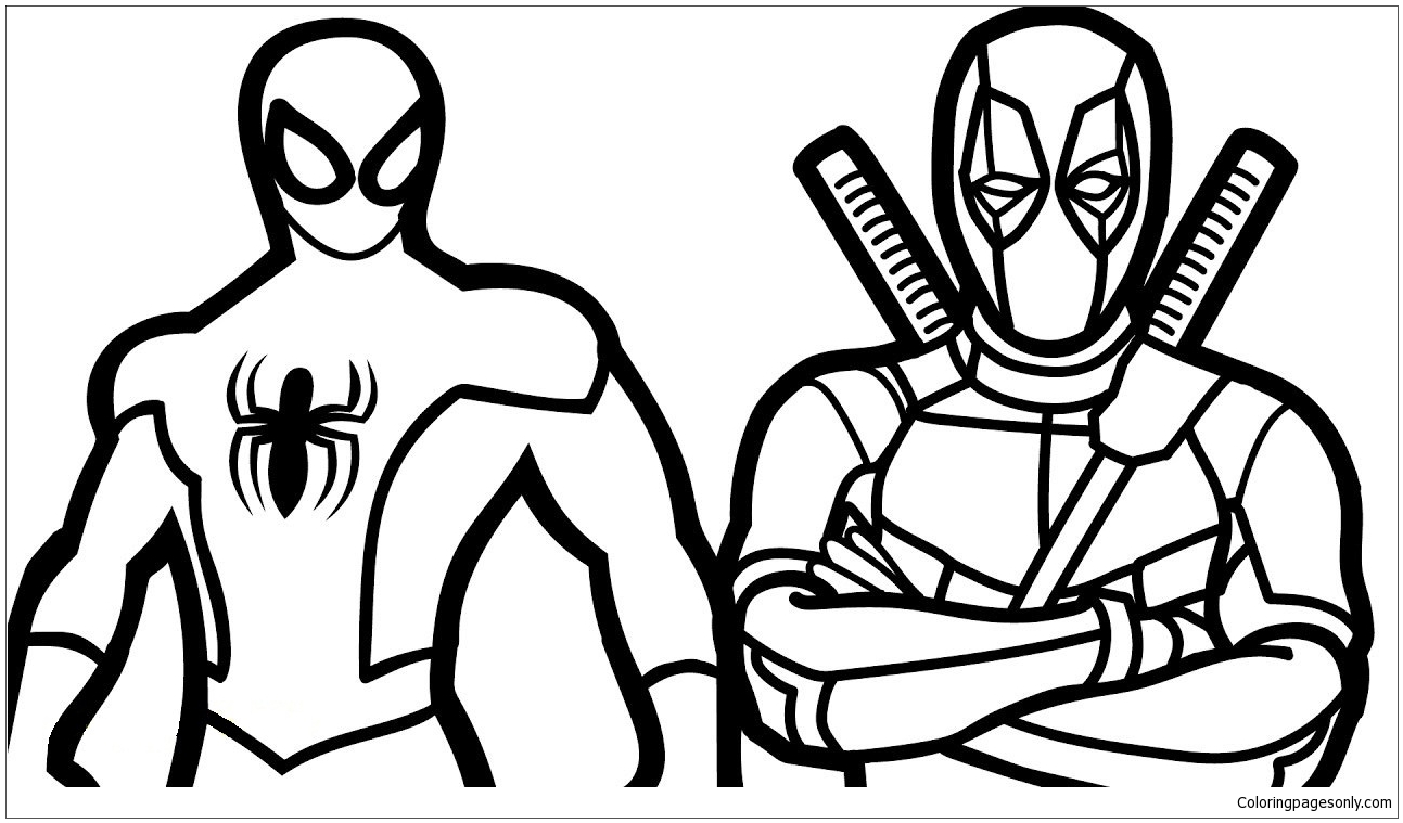 444 Simple Deadpool And Spiderman Coloring Pages for Kids