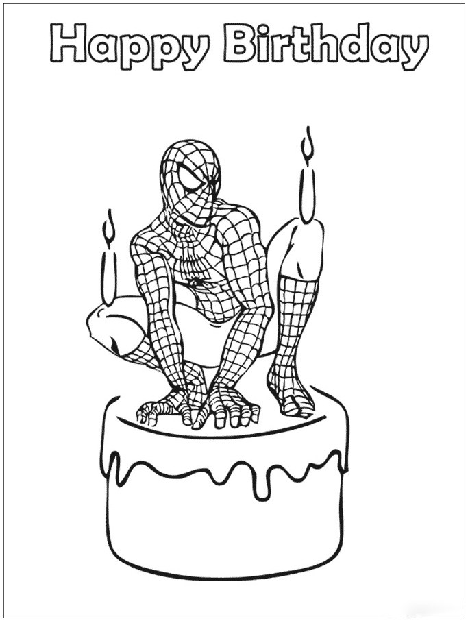 Spiderman Birthday Coloring Pages