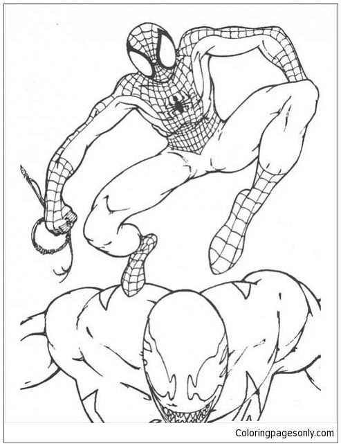 Spiderman Jumping Posture Coloring Page