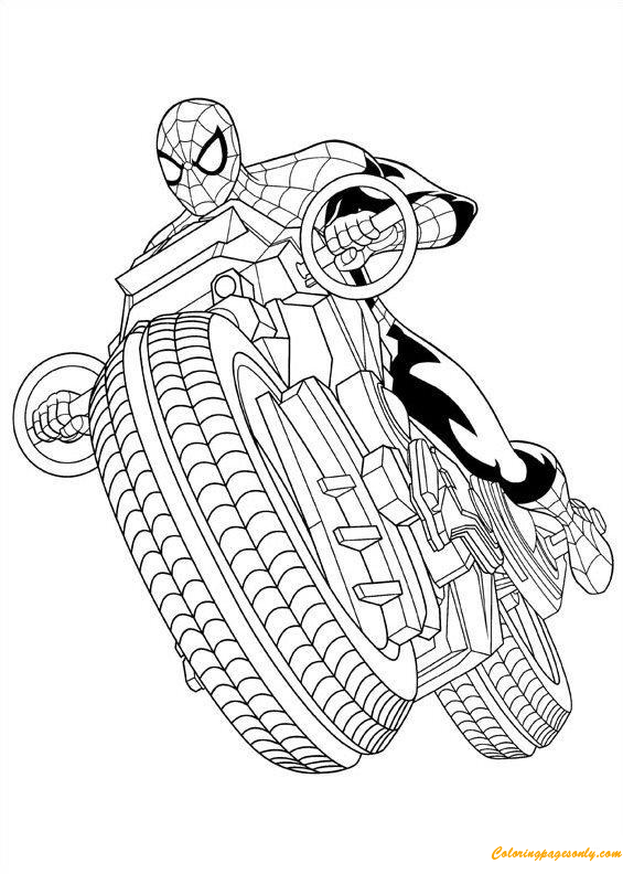 Spiderman Motor Coloring Pages Cartoons Coloring Pages Free