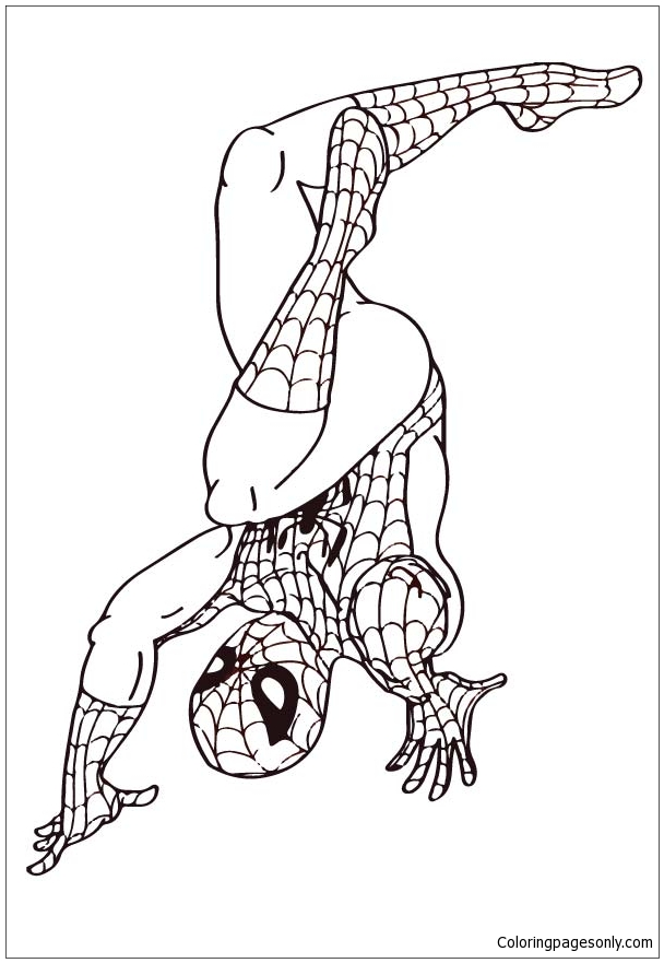 Spiderman Upside Down Coloring Pages