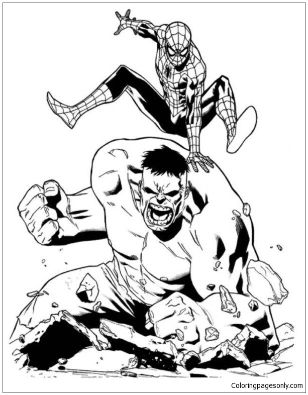 Spiderman vs Hulk Superheroes Coloring Pages - Spiderman Coloring Pages -  Páginas para colorear para niños y adultos