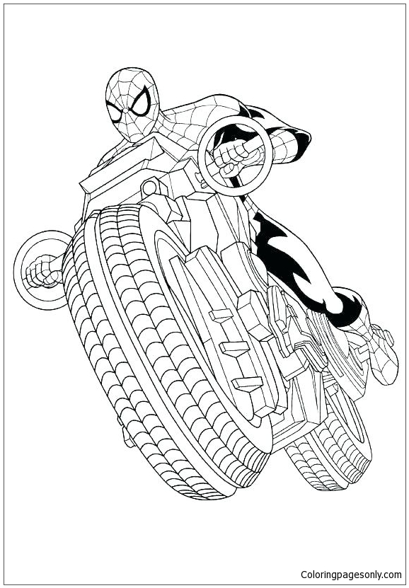 Spiderman With Motorcycle Coloring Pages Spiderman Coloring Pages Free Printable Coloring Pages Online