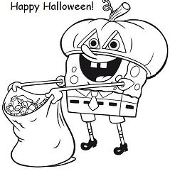 Spongebob Halloween Coloring Page