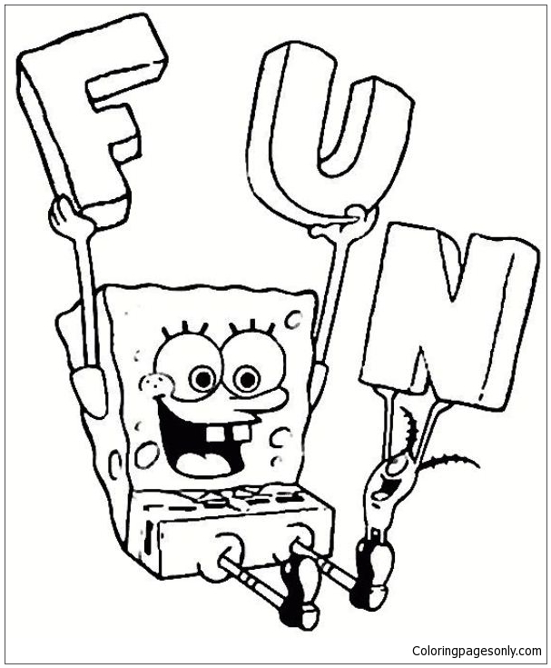 Desenho para colorir engraçado do Bob Esponja Calça Quadrada