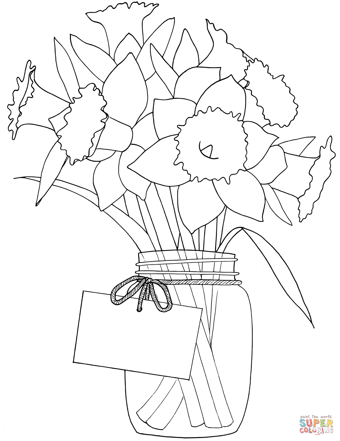 Spring Daffodils In Jar Coloring Pages