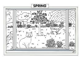 Spring Scene Coloring Pages