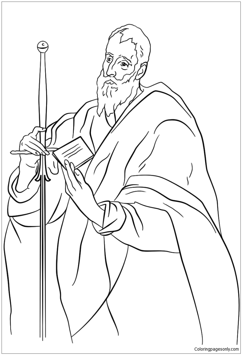 St. Paul by El Greco Coloring Pages - Famous paintings Coloring Pages