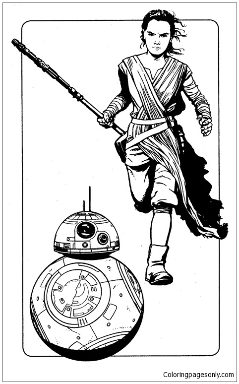 Star Wars Rey and BB8 Coloring Pages