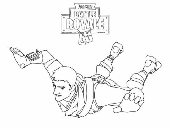 Starspangled Trooper parachutes in Fortnite Coloring Page