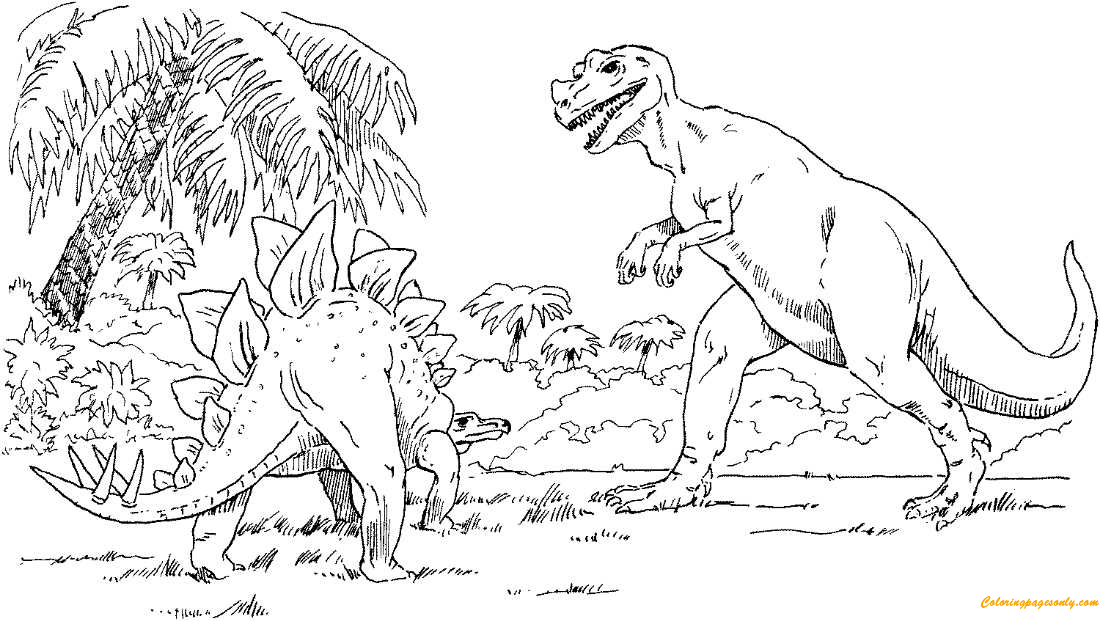 Stegosaurus und Tyrannosaurus von Tyrannosaurus