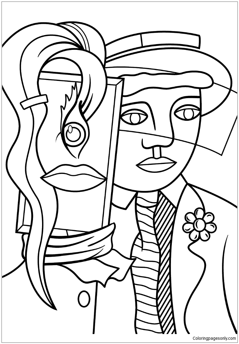 Stepping Out By Roy Lichtenstein Coloring Page Free