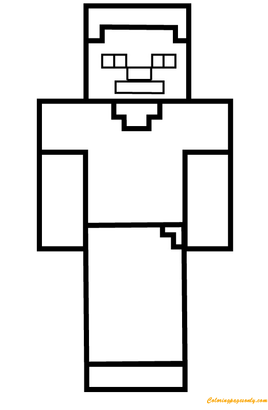 Ausmalbilder Steve im Minecraft-Stil