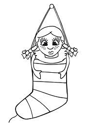 Stocking And Doll Gift Coloring Page