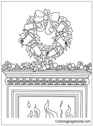 Stocking Wreath Coloring Pages