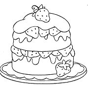 Strawberries Cake Coloring Pages