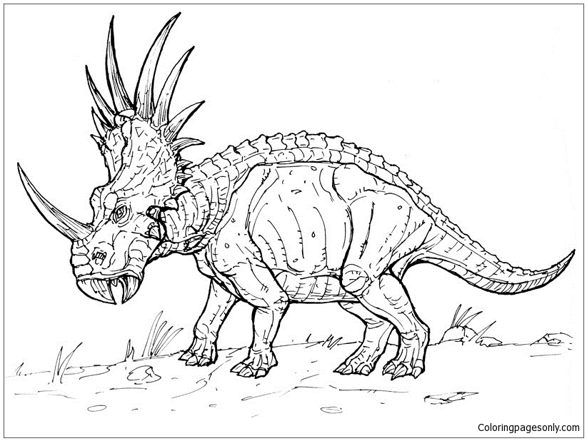 Desenho de Estiracossauro. dinossauro do período Cretáceo para colorir