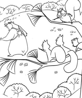 Suirrels And Boog Coloring Pages