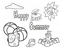 Summer Beach 1 Coloring Page