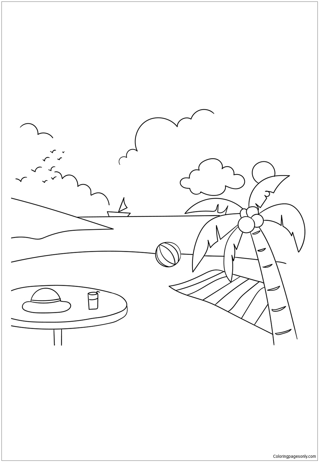 Summer Beach Party Coloring Page