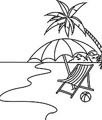 Summer Beach Scene Coloring Pages