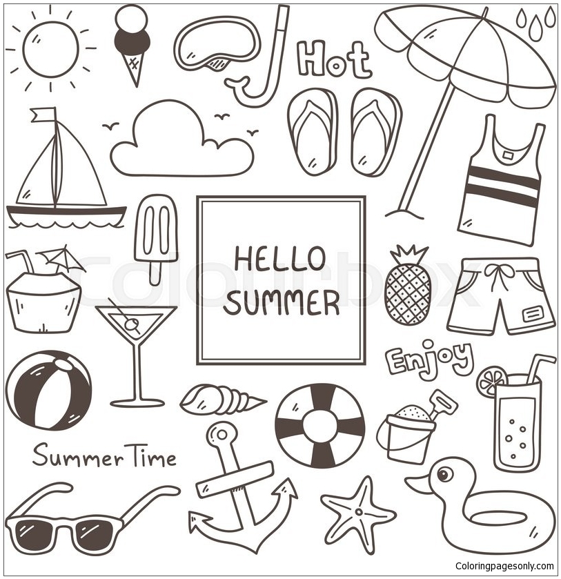 Summer Doodles Coloring Pages