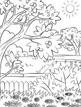 Página para colorir de jardim de verão
