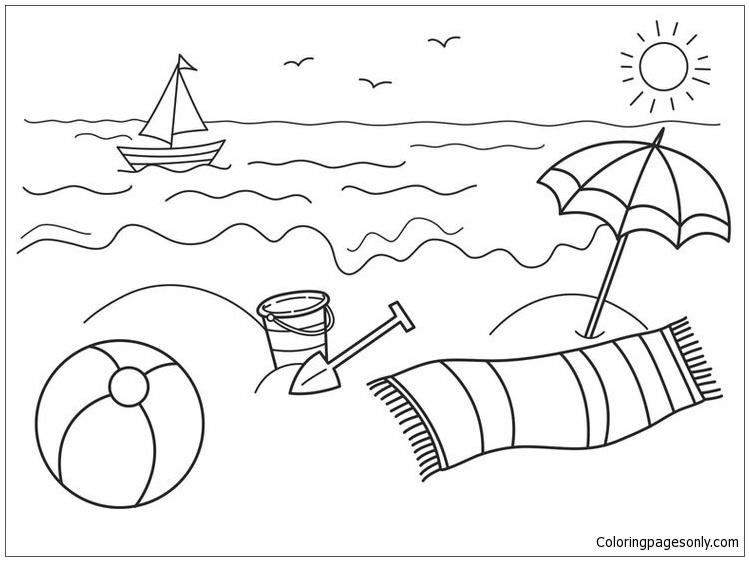 Summer On The Beach Coloring Page - Free Printable Coloring Pages