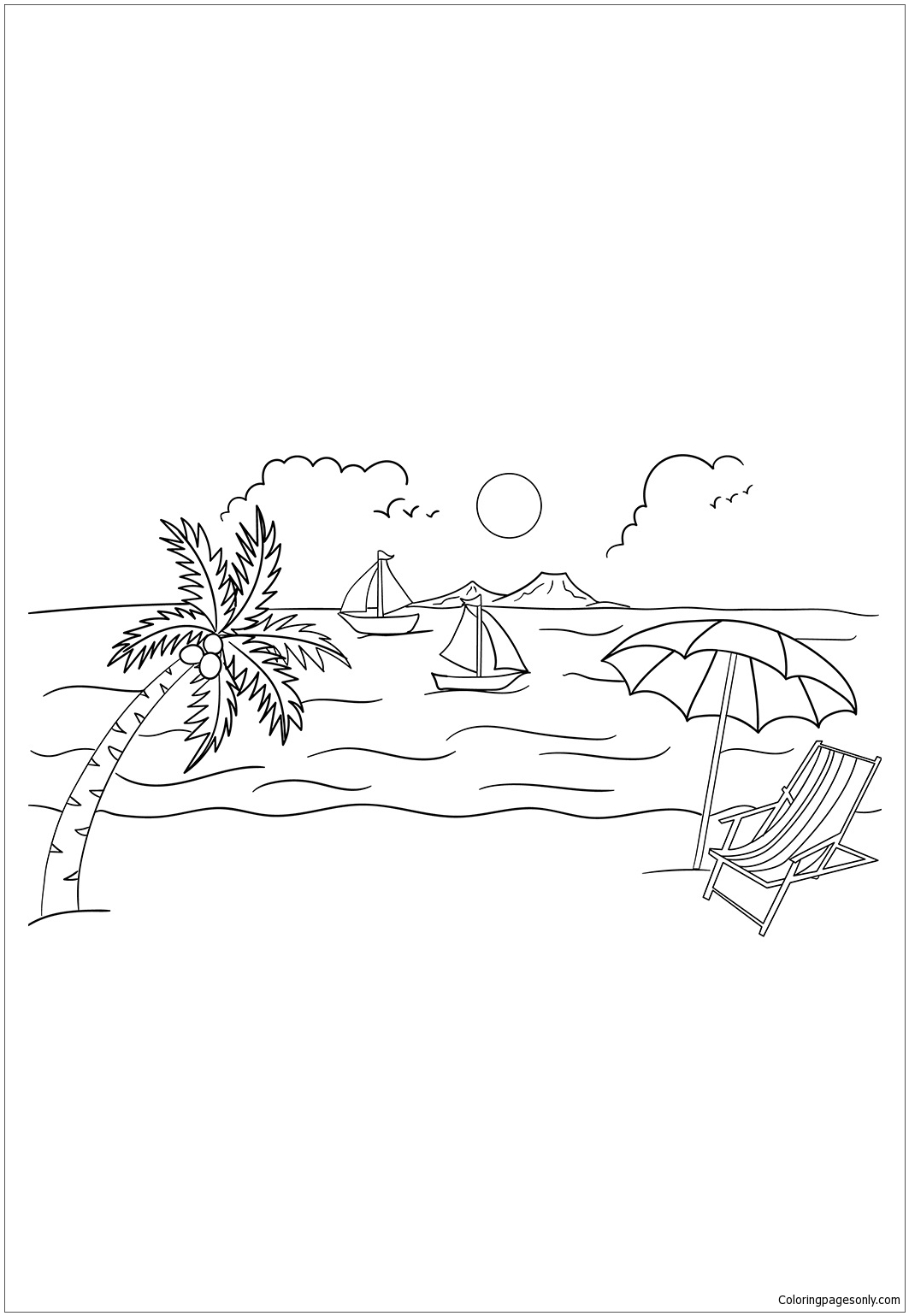 Summer Time During Sun Set Coloring Page