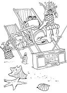 Summer Vacations of Garfield On The Beach Coloring Page