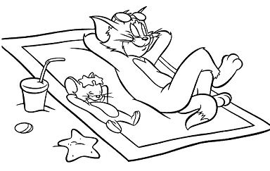 Summer Vacations of Tom and Jerry Coloring Page