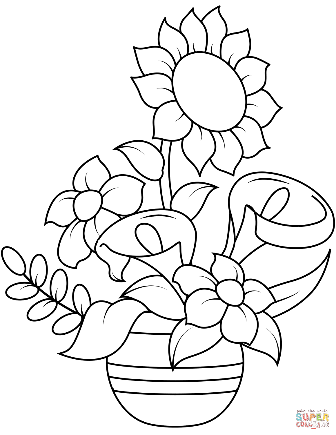 Sunflower And Callas Coloring Pages