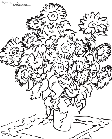 Sunflower By Claude Monet Coloring Pages