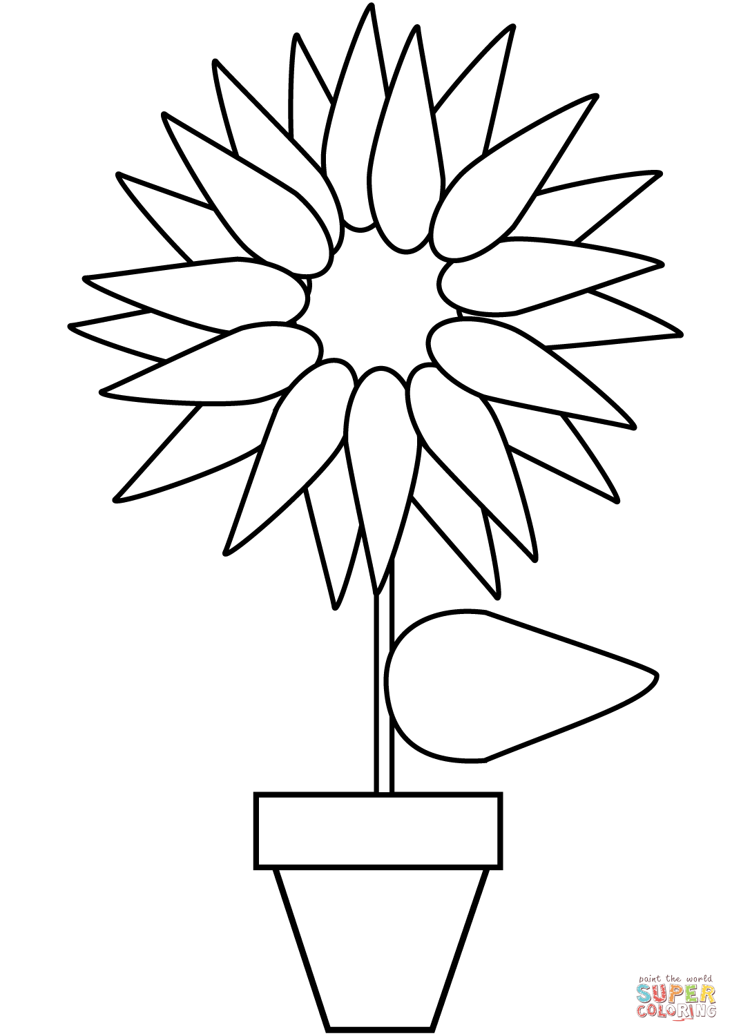 Sunflower in a Pot Coloring Pages