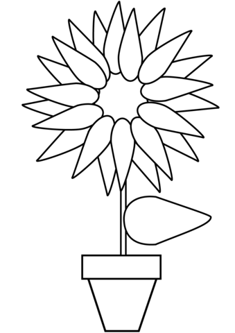 Sunflower in a Pot Coloring Pages
