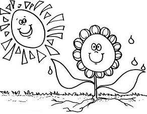 Sunflower In The Spring Coloring Pages
