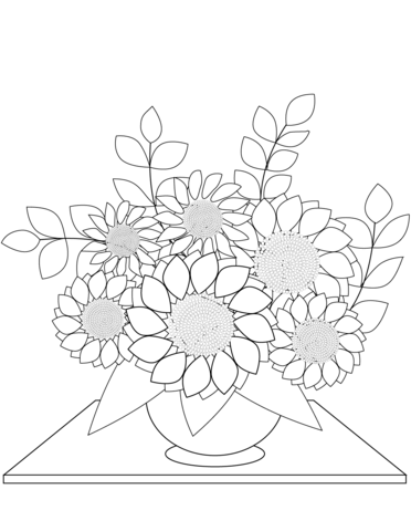 Sunflowers Bouquet Coloring Page
