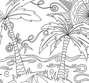 Sunny Beach Coloring Page