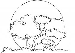 Sunset Sun Nature Coloring Page