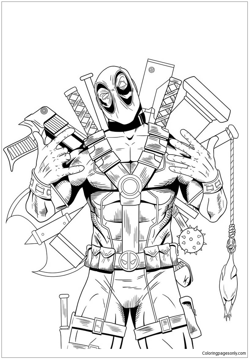 Superhero Deadpool Coloring Pages