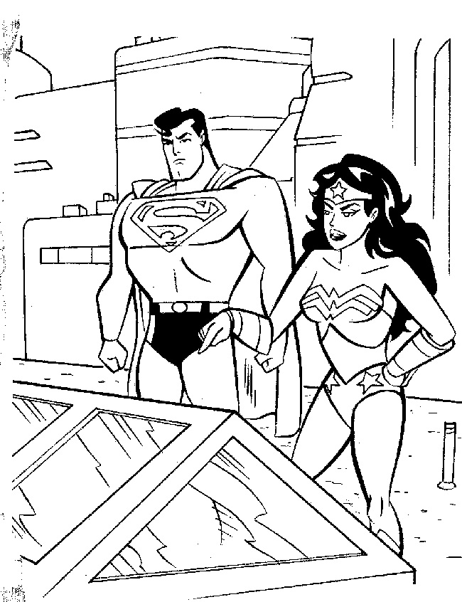 Superman And Wonderwoman Discussing Coloring Pages