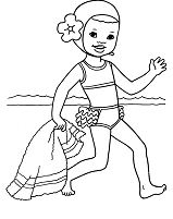 Susie Hurries To The Beach For A Swim Coloring Page