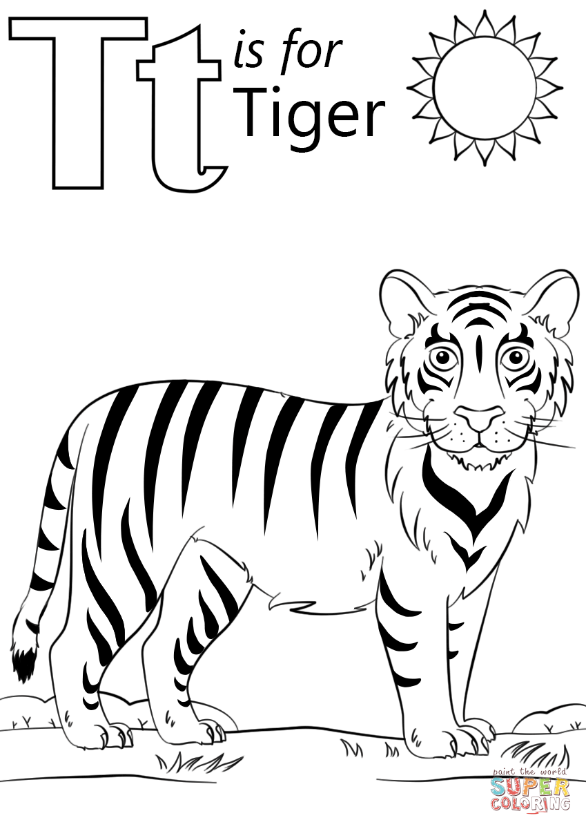 T Is For Tiger Coloring Pages
